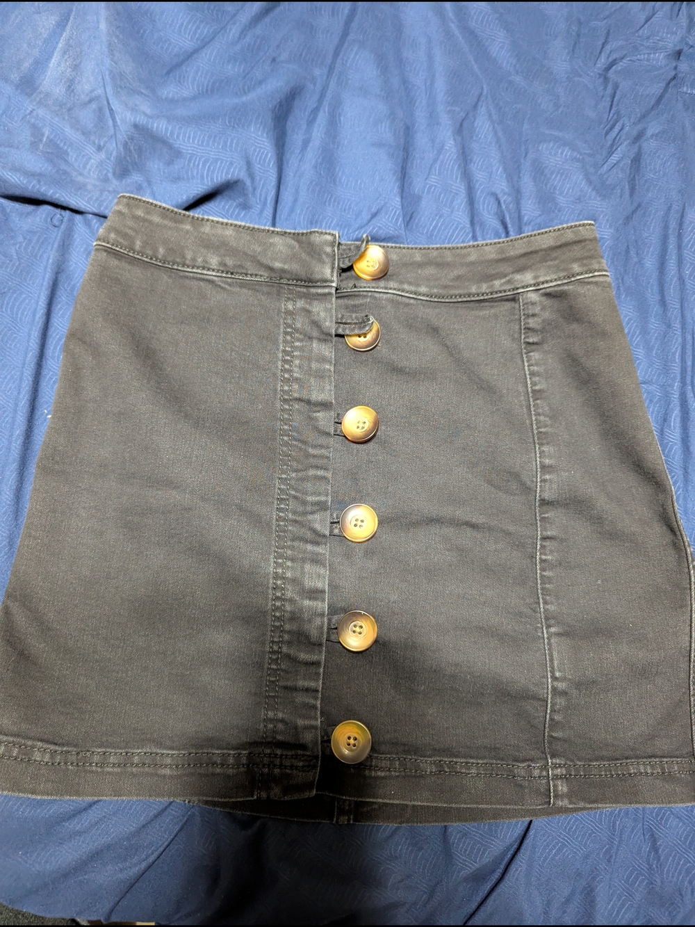 Free People Black Button-Front Mini Skirt